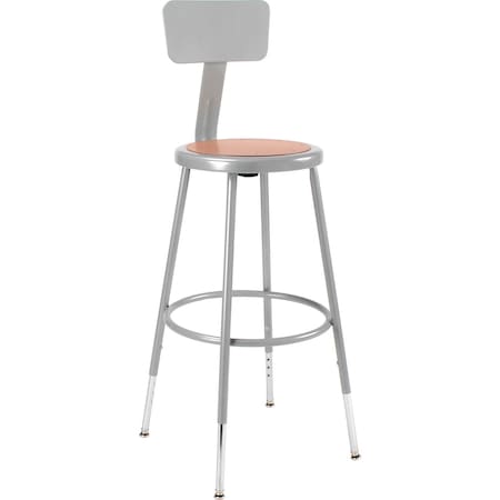Interion By Global Industrial Interion Steel Shop Stool w/Backrest and Hardboard Seat Adjustable Height 25-33, GRY, 2PK 244871